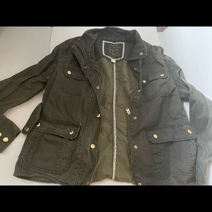 J Crew Green jacket with snaps and zipper